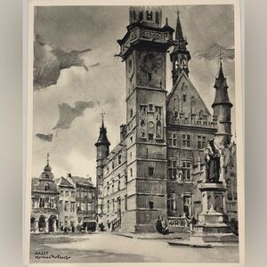 Herman Verbaere Fine Art Print Vintage Original Antique BELGIAN / BELGIUM SKETCH